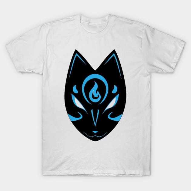 Cold Fire Fox mask T-Shirt by KuroiKitsune